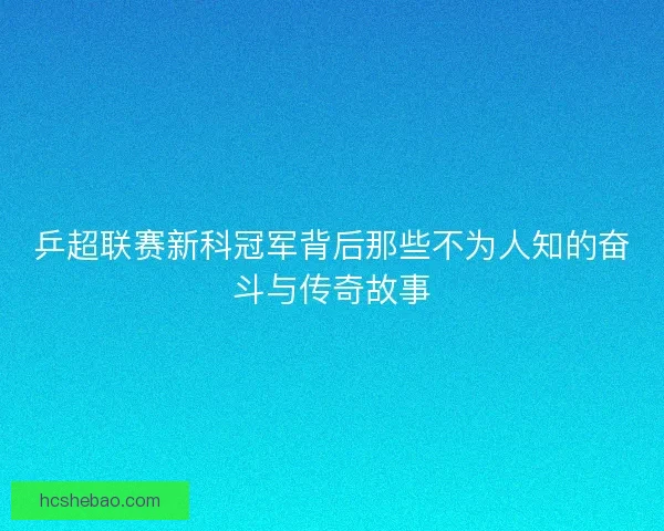 乒超联赛新科冠军背后那些不为人知的奋斗与传奇故事