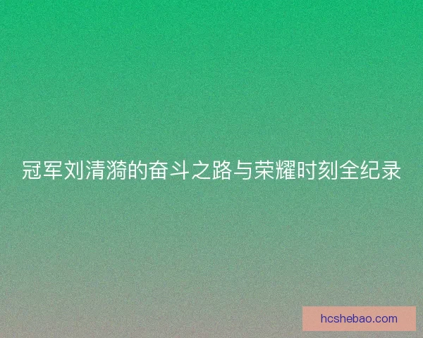 冠军刘清漪的奋斗之路与荣耀时刻全纪录
